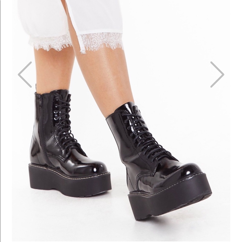 Nasty Gal black platinum platform combat boots